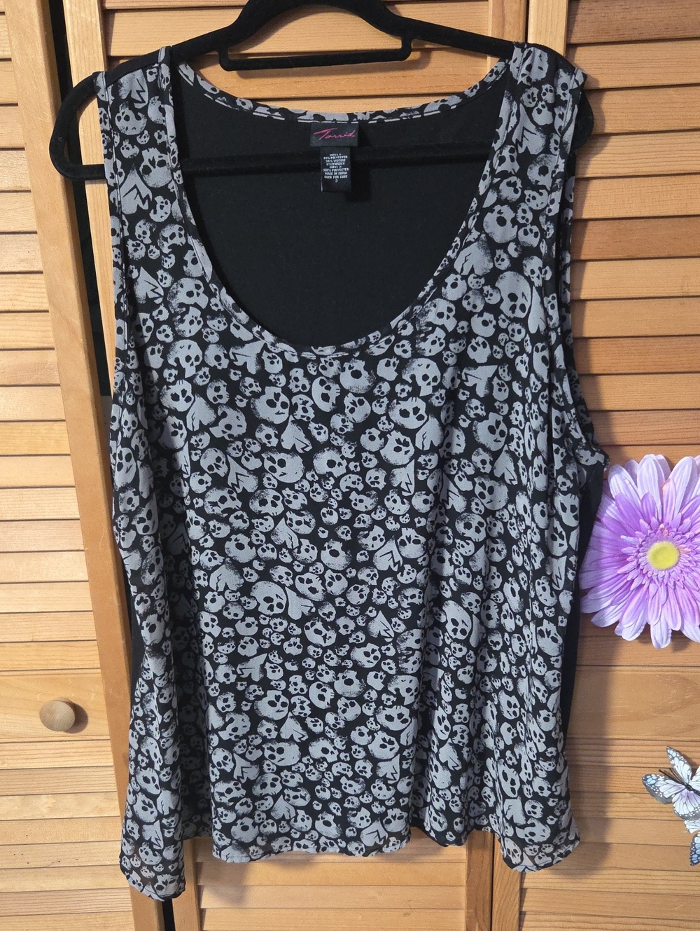Vintage Torrid Black & Gray Skull Print Tank